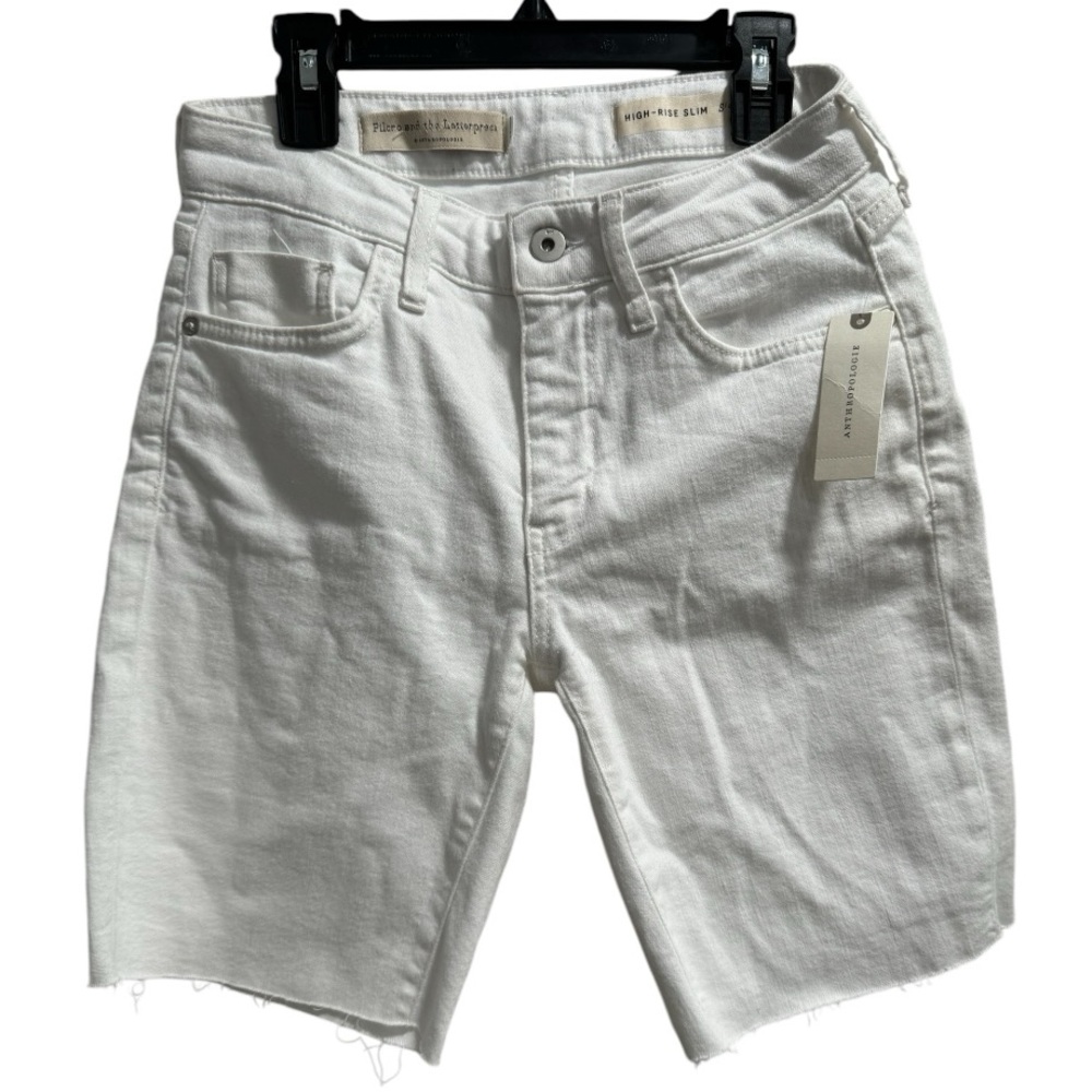 Pilcro and Letterpress‎ High-Rise Slim Bermuda Shorts, White, size 26 NWT